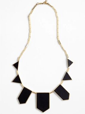 House of Harlow 1960 Leather Station Necklace in Black Leather
